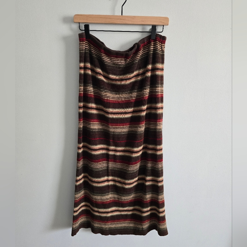 Vintage Ralph Lauren Brown Stripe Knit Skirt SM M